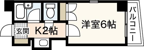 ウエストウッドII(1K/3階)の間取り写真