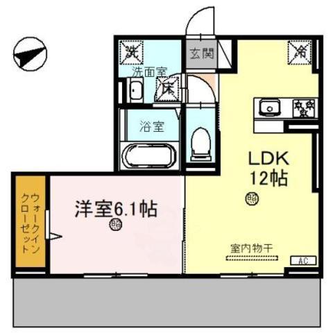 DーPLACE城西(1LDK/1階)の間取り写真