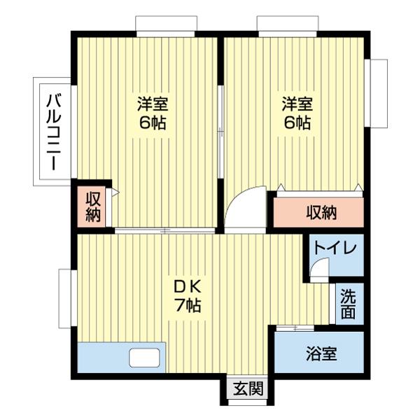 リバティコートI(2DK/1階)の間取り写真