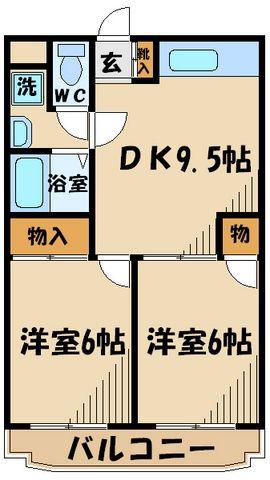 パストラルマンションMⅡ(2DK/3階)の間取り写真