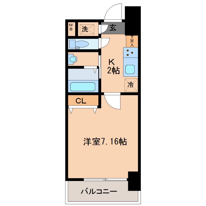 MARK AVENUE TOWER 久留米(1K/9階)の間取り写真
