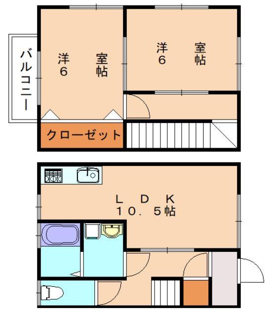 ジュネス岡垣(2LDK/1階)の間取り写真