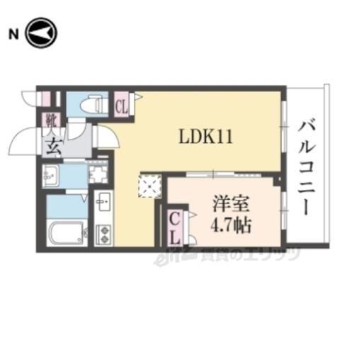 グランカーサ京都駅前(1LDK/3階)の間取り写真