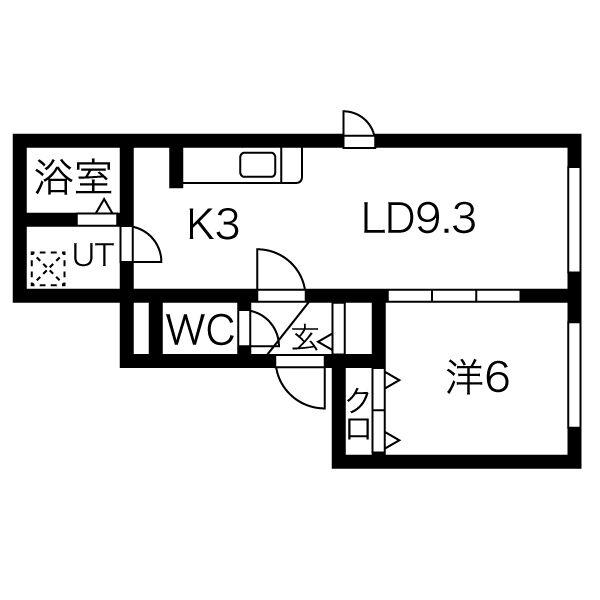 創成川北2ビル(1LDK/2階)の間取り写真