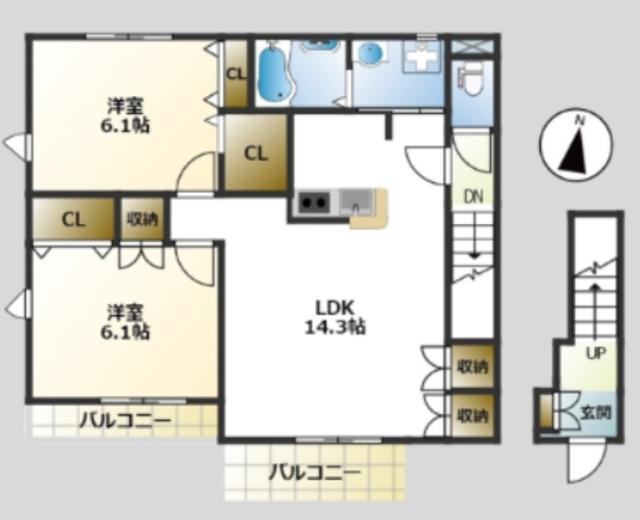 T-HOUSE(2LDK/2階)の間取り写真