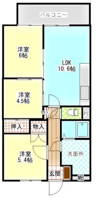 ネクスト倉田 西館(3LDK/5階)の間取り写真