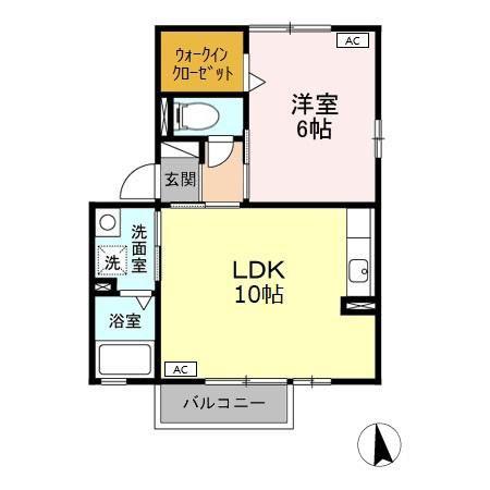 ホープMI・III(1LDK/2階)の間取り写真
