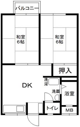 ウィステリア(2DK/2階)の間取り写真