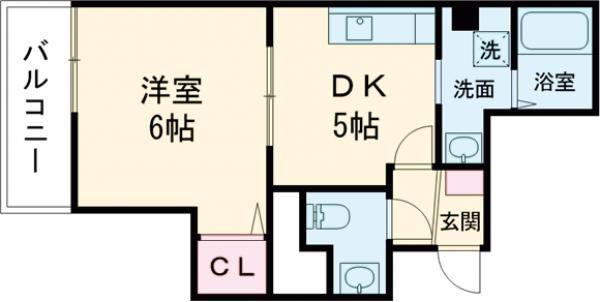 ルメルシエ(1DK/5階)の間取り写真