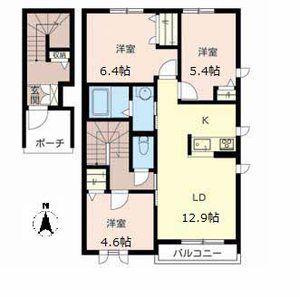 PISO MARIO A棟(3LDK/2階)の間取り写真