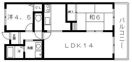 メゾンドゥボヌール(2LDK/1階)の間取り写真
