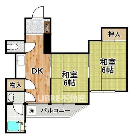 ヨジマコーポ(2DK/2階)の間取り写真