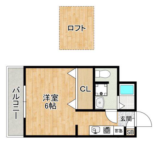 ベルデビエント千里山(1K/1階)の間取り写真