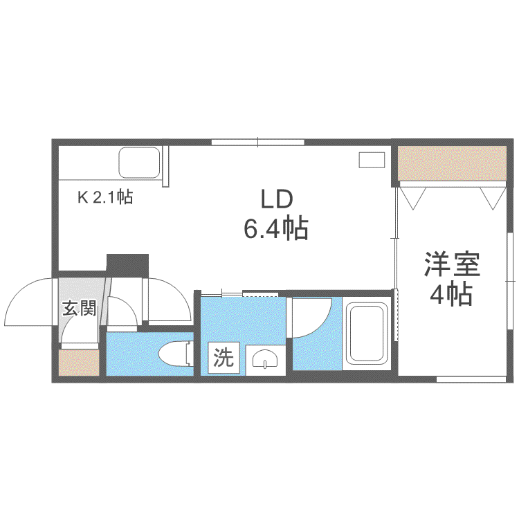 リヒトラーレ琴似(1LDK/4階)の間取り写真