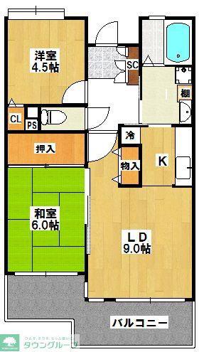 EMラフォーレ実籾(2LDK/2階)の間取り写真