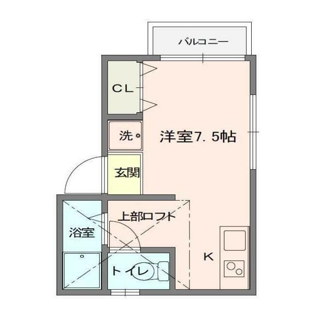 ボヌール浦安(ワンルーム/2階)の間取り写真
