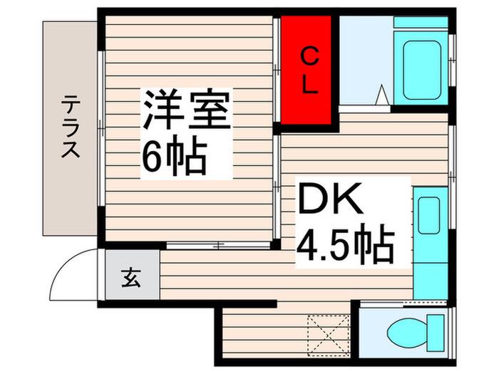 コーポアサカ(1DK/1階)の間取り写真
