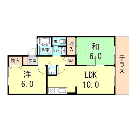 フローラルコート(2LDK/1階)の間取り写真