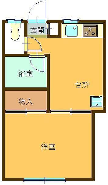パインツリー(1K/1階)の間取り写真