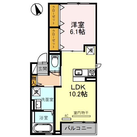 シンセリティ石津(1LDK/3階)の間取り写真