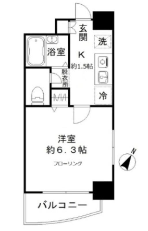 クレール本町(1K/6階)の間取り写真