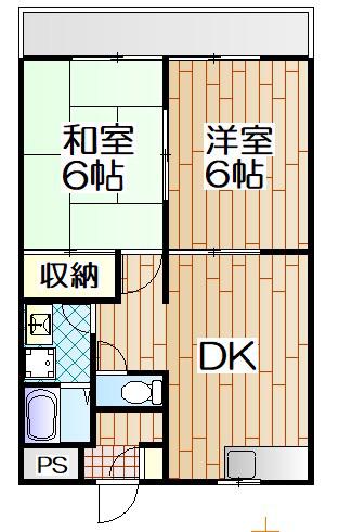 ルミエール(2DK/1階)の間取り写真