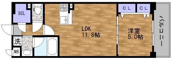 ESTAGEO関目高殿(1LDK/7階)の間取り写真