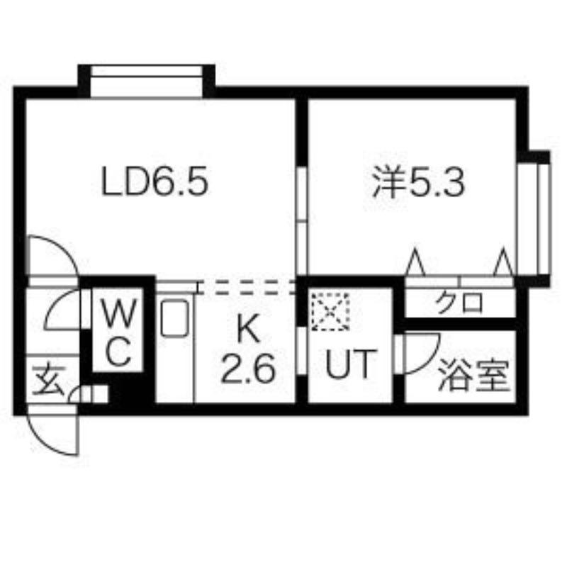 ブリリアント元町(1LDK/2階)の間取り写真
