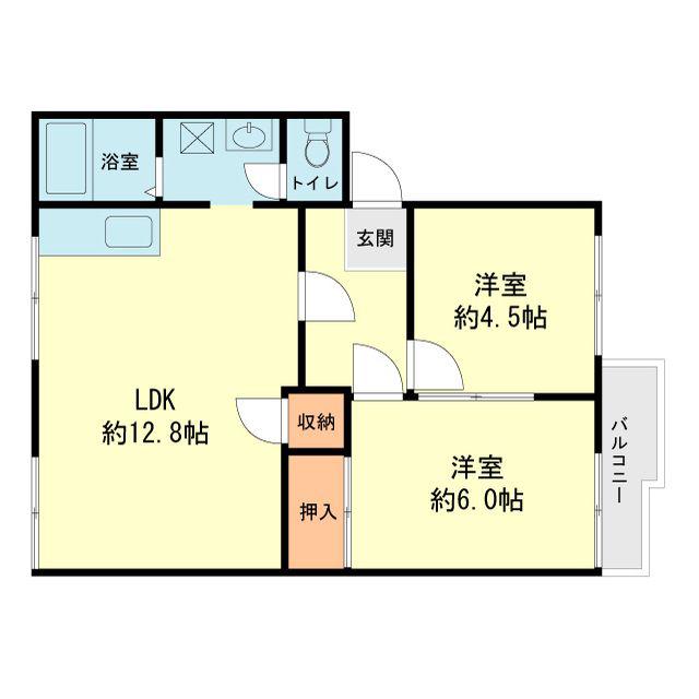 アネックス那珂川(2LDK/2階)の間取り写真