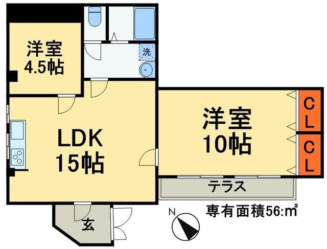 ラフィーヌ上本郷(2LDK/1階)の間取り写真
