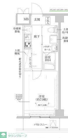 RELUXIA武蔵中原II(1K/5階)の間取り写真