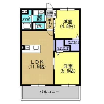 アーク プレイス(2LDK/2階)の間取り写真