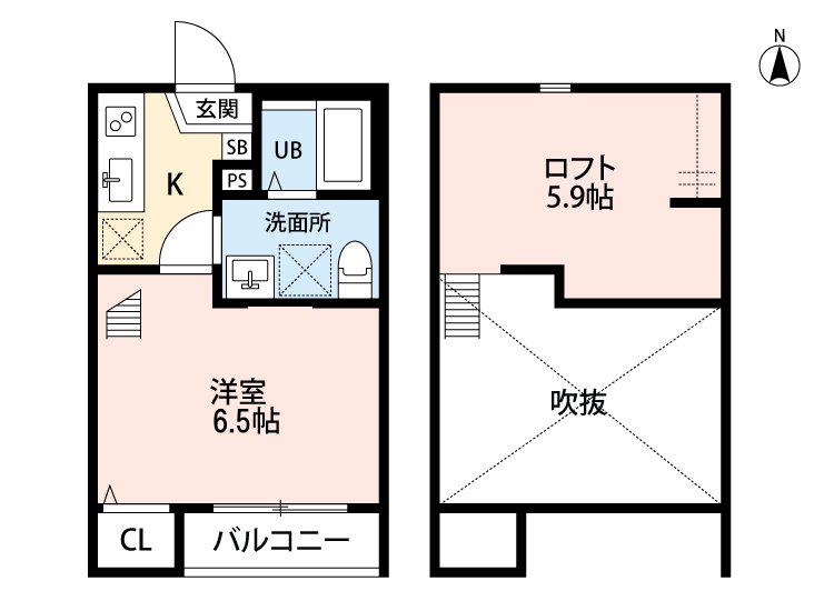 WISTARIA北越谷(1K/1階)の間取り写真