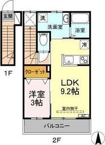レジデンス花(1LDK/2階)の間取り写真