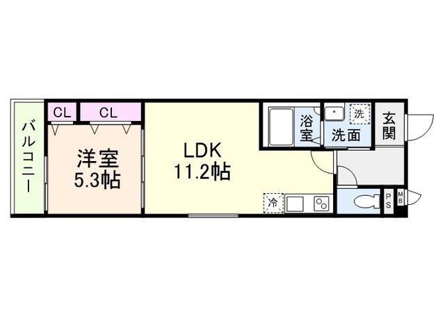 フジパレス今川公園V番館(1LDK/3階)の間取り写真