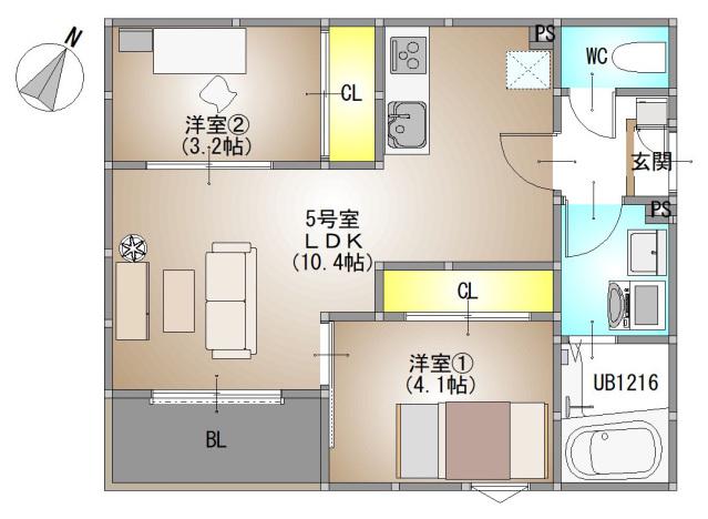 REGALEST 藤原光町(2LDK/2階)の間取り写真
