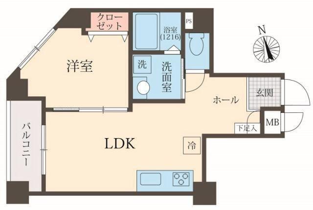アルベリ代々木公園(1LDK/3階)の間取り写真
