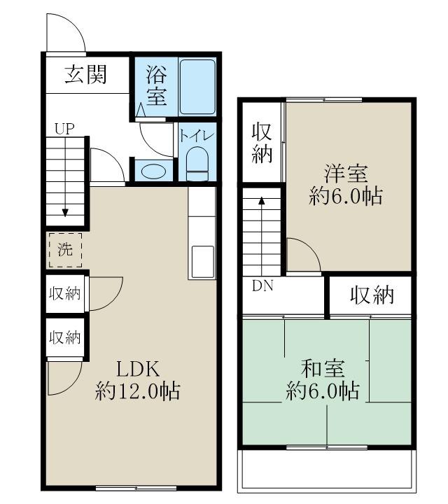 タウンハウスヨコタ(2LDK/1階)の間取り写真
