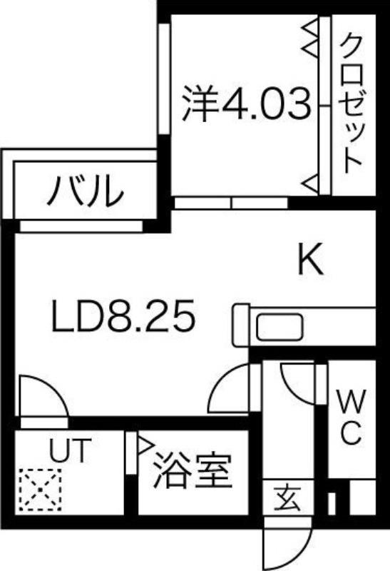 ENCHANTEE医大前(1LDK/2階)の間取り写真