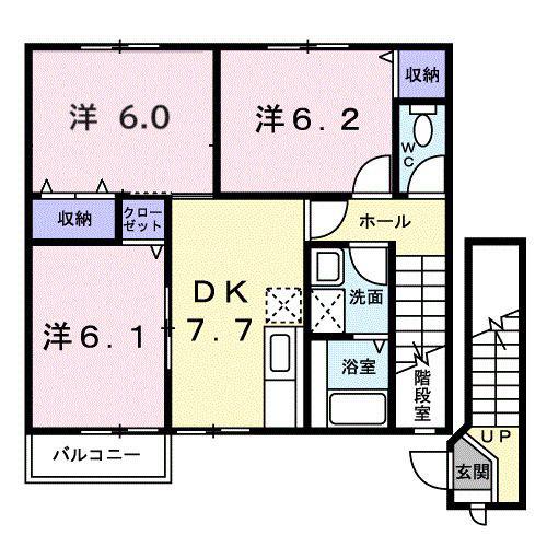 ジュネス99B(3DK/2階)の間取り写真