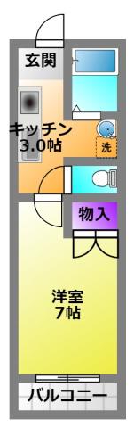 グランデール和合(1K/2階)の間取り写真