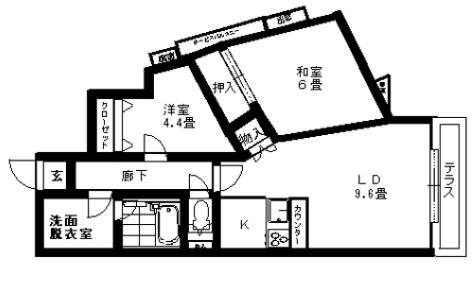 クレール緑ヶ丘弐番館(2LDK/3階)の間取り写真