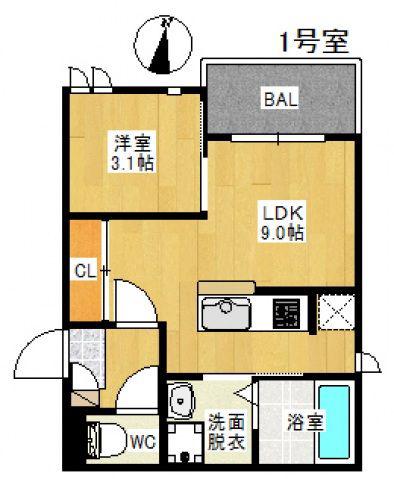 REGALEST ALIVIO旧RE 古市 2(1LDK/2階)の間取り写真