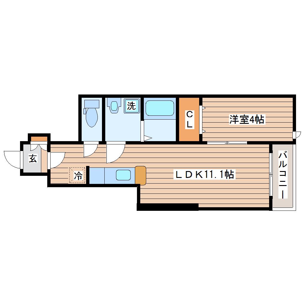LA U LEA富沢(1LDK/1階)の間取り写真