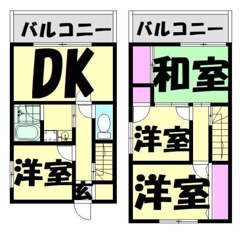 ハイツ上野芝Ⅱ(4DK/2階)の間取り写真