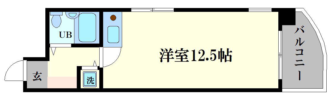 ハピネス上六(ワンルーム/3階)の間取り写真