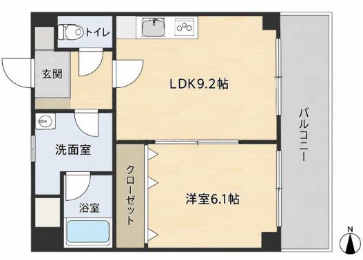 グランパレ府中(1LDK/3階)の間取り写真