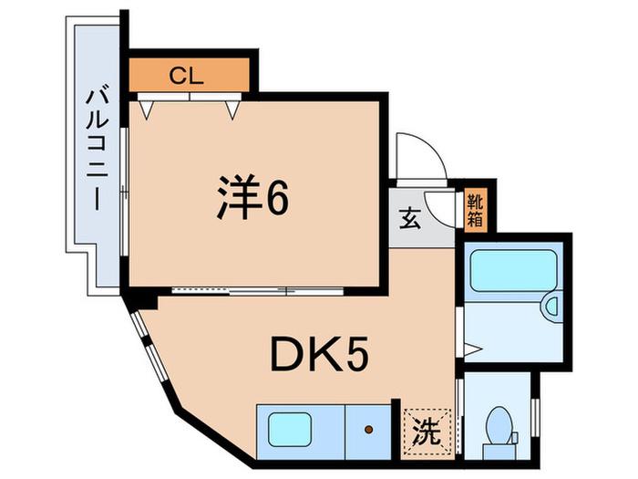 フォンテーヌやはぎI(1DK/2階)の間取り写真