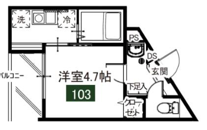 メルディア南元宿2丁目(1K/1階)の間取り写真