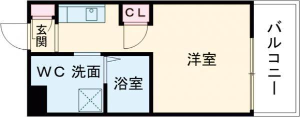 オリーブミネット郡山九条(1K/1階)の間取り写真